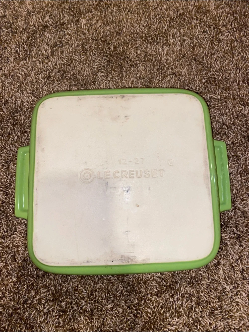 Le Creuset Square Stoneware Baking Dish 9x9 Green Lime Cream Casserole France